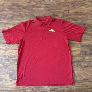 Chevrolet Chevy Embroidered Bow Tie Logo Mens Polo Red Shirt Large